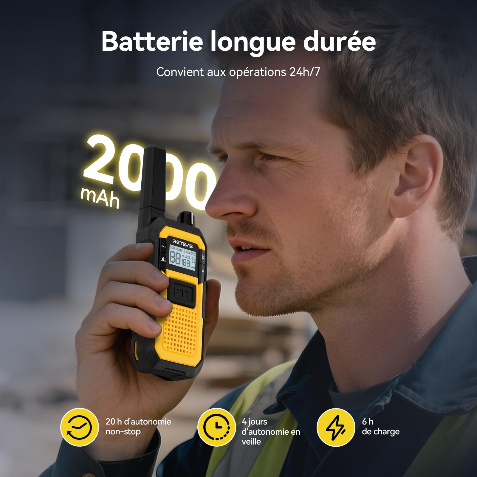 Retevis RB648 Talkie Walkie avec Chargeur 10 Voies, Radio Bidirectionnelle