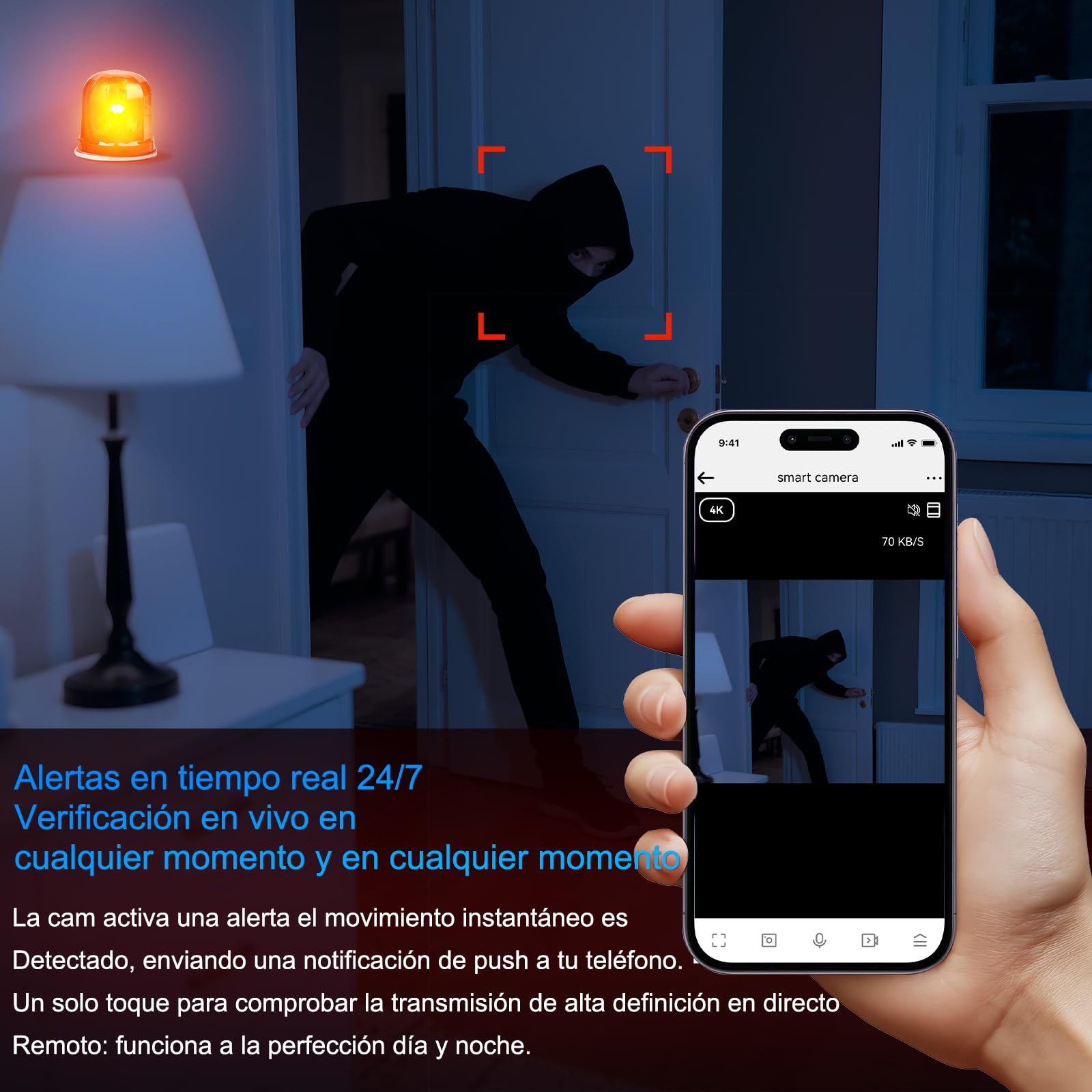 Mini Camara Espia WiFi 4K HD, Camara Oculta 3 en 1 con Altavoz Bluetooth y Despertador, Visualización Remota Desde Móvil, Visión Nocturna y Detección de Movimiento para Interior, Hogar