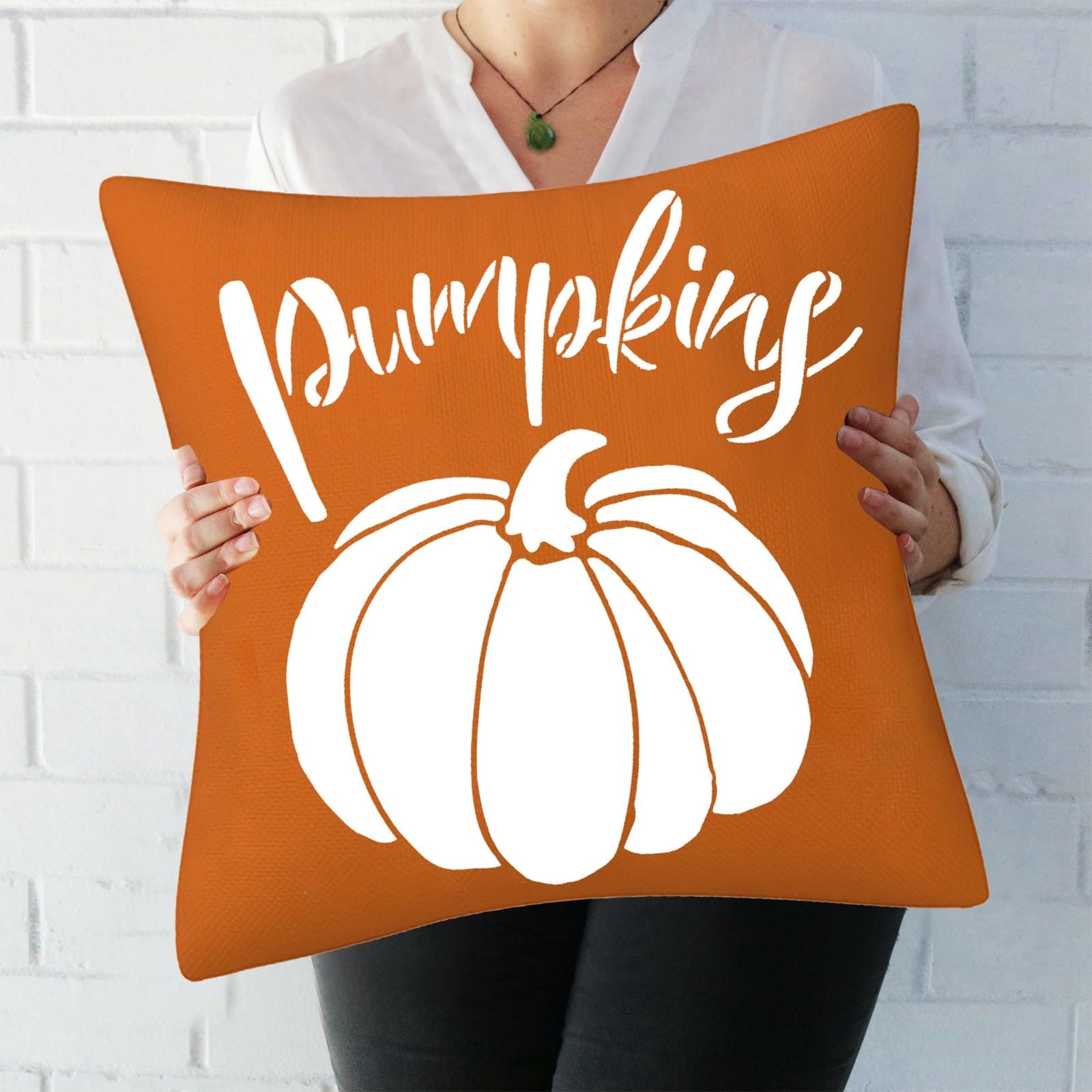 Micozy Set di 4 federe per cuscini autunnali, 45 x 54 cm, giallo Hello Autumn Foglia d'acero, zucca, decorative, per autunno, Halloween, Ringraziamento, interni, casa, camera da letto, divano, sedia