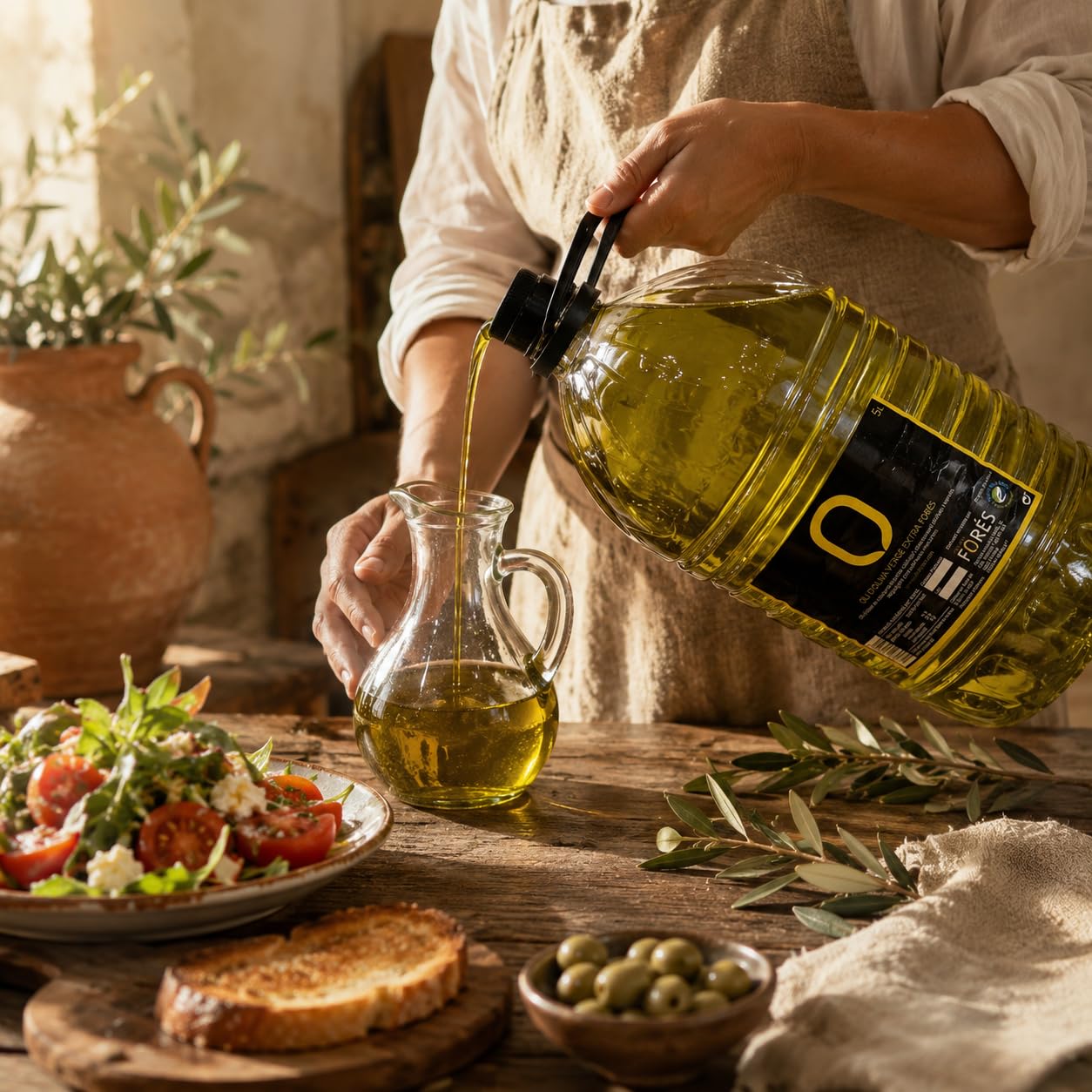 FORÉS | Aceite de Oliva Virgen Extra 5L | AOVE Gourmet Garrafa PET | Extracción en Frío | Sabor Frutado Verde con Amargor y Picante | Reserva de la Biosfera UNESCO Terres de l’Ebre