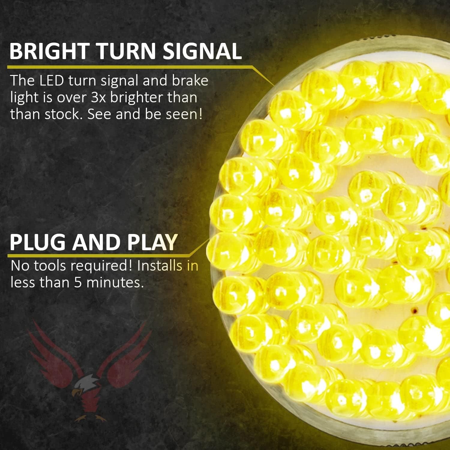 Eagle Lights 8748TS-1156A-S 2" Rear LED Turn Signals Compatible With Harley Davidson® Motorcycles - Generation I / 1156 Base/Amber/Add Smoked Lenses