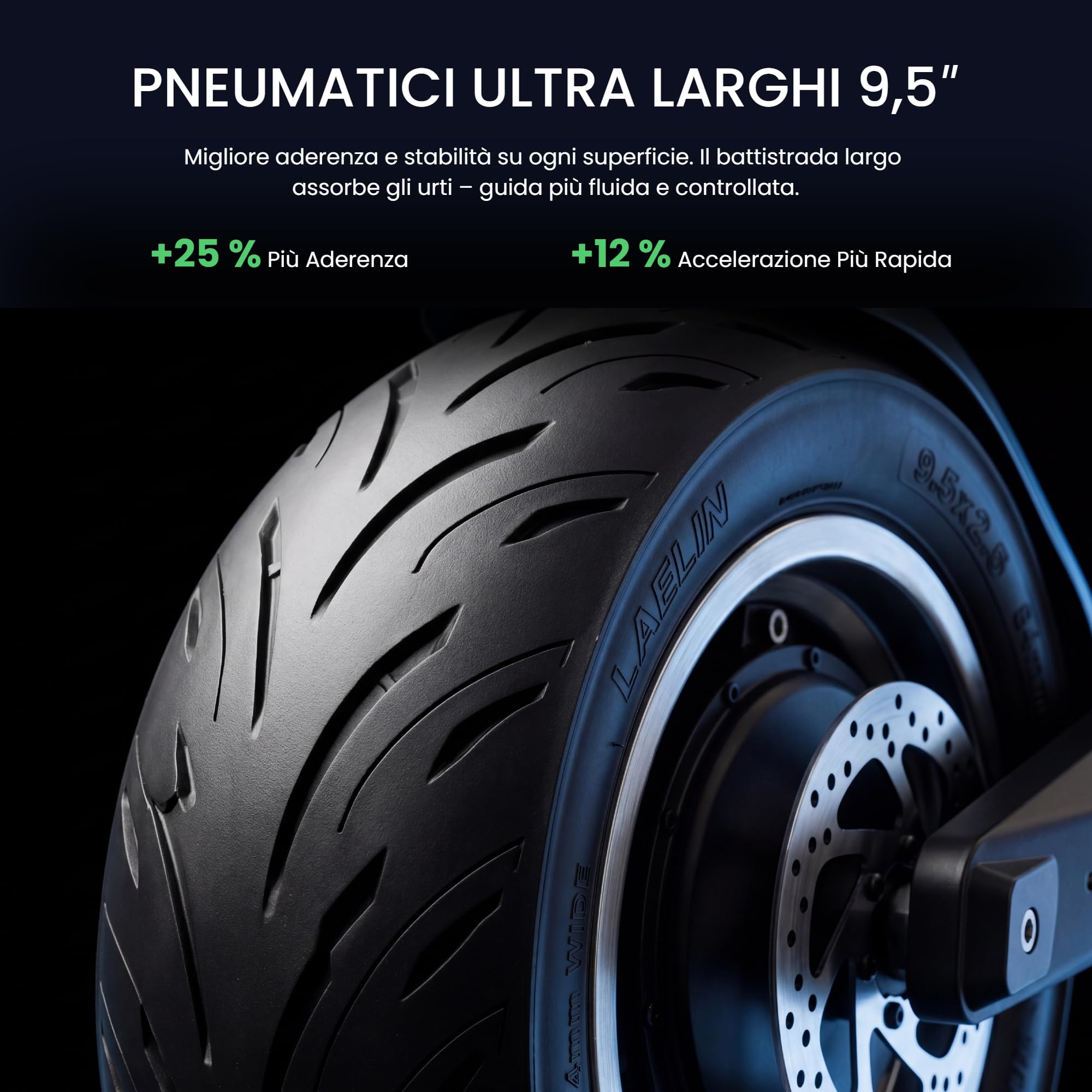 Monopattino Elettrico per Adulti con Sensore di Impronta Digitale, Autonomia 85 km, Pneumatici Tubeless 10,5 Pollici, TCS Controllo di Trazione