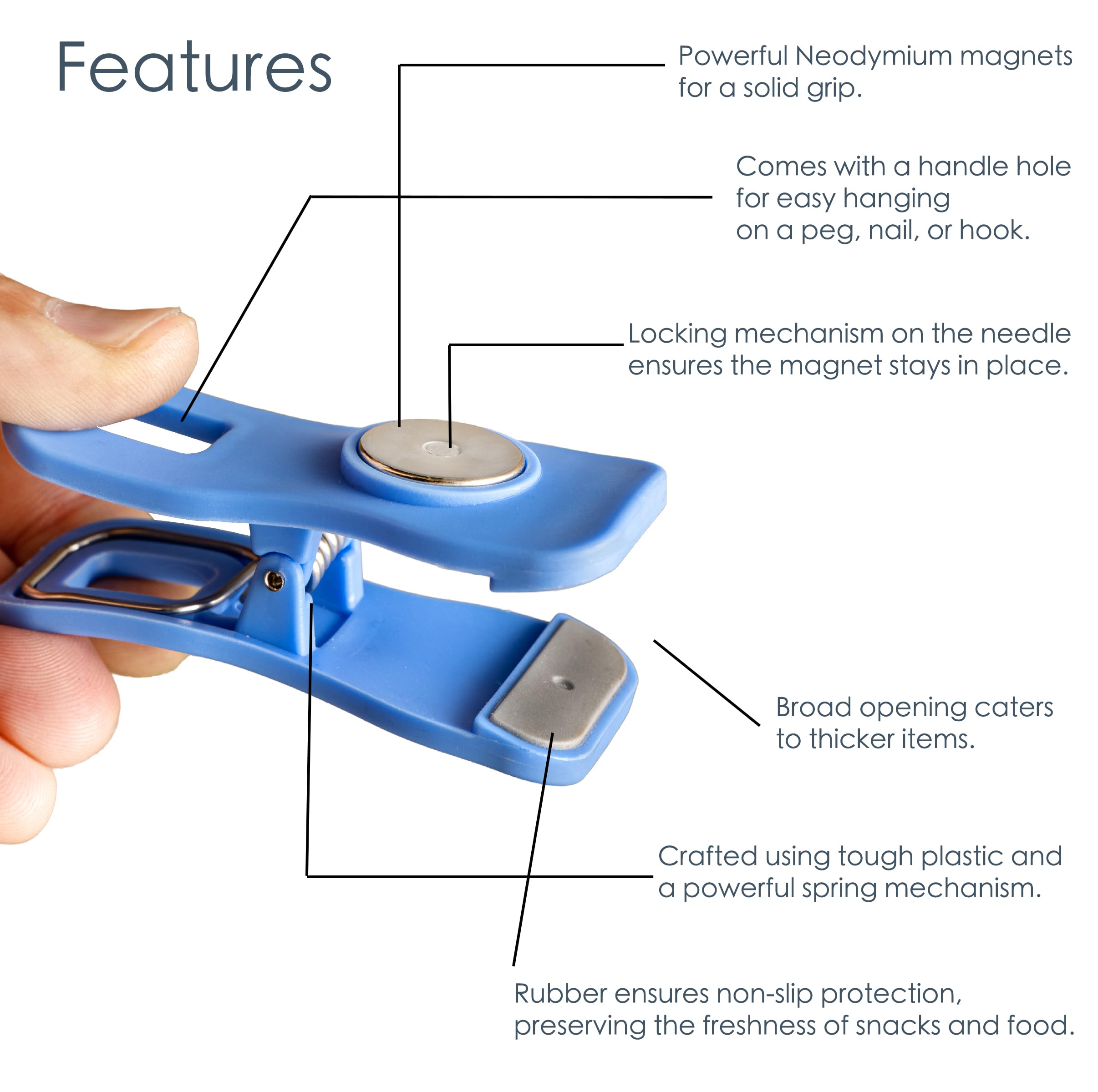 Heavy-Duty Fridge Magnets - 10 PCS Refrigerator Magnetic Bag Clips for Chip Sealing, Food Storage, Paper Display & Home Office Organization (Subdued)