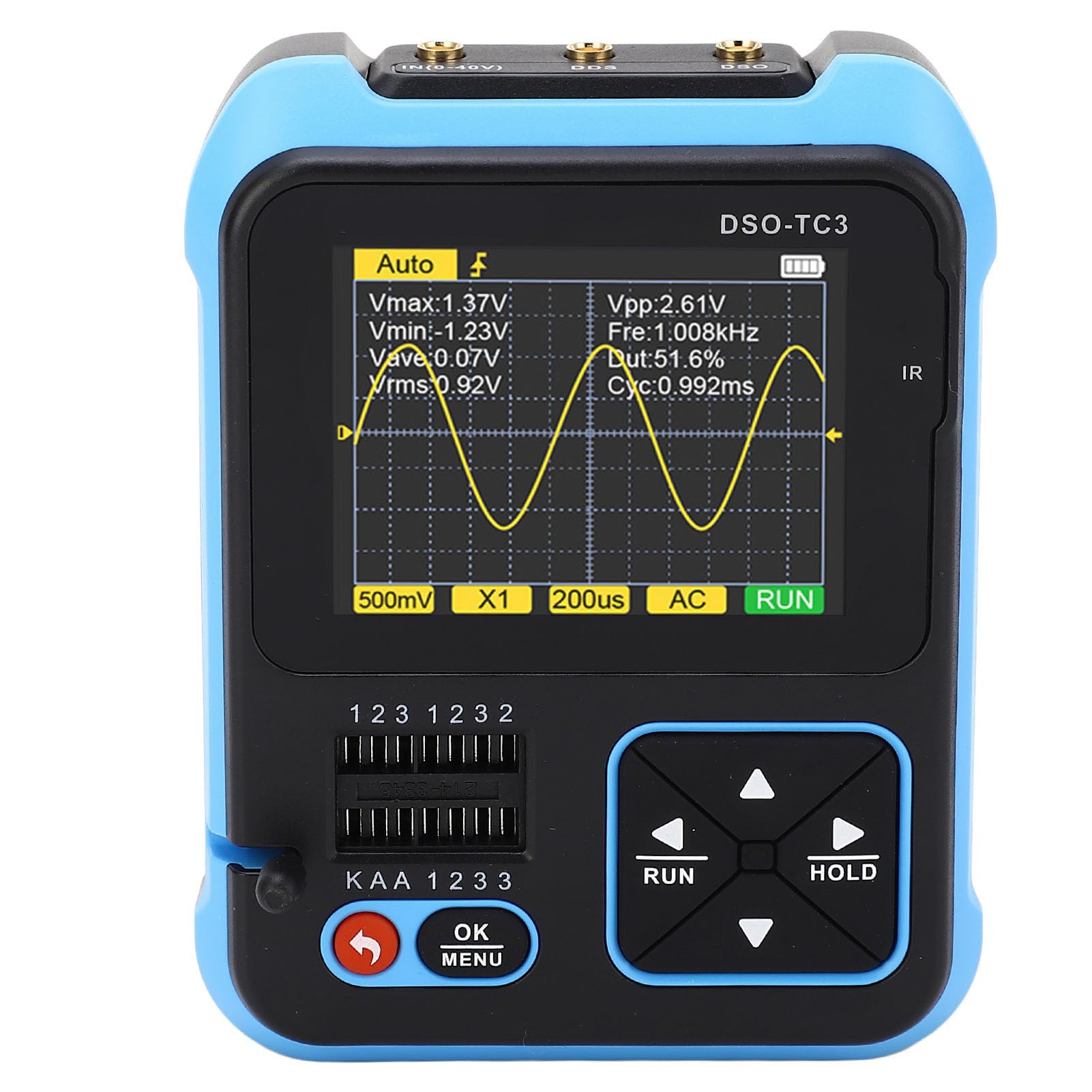 CHICIRIS Oscilloscopio Digitale Portatile 3 in 1 e Tester per Transistor per Elettronica Fai-da-te Display TFT da 2,4" (Standard)
