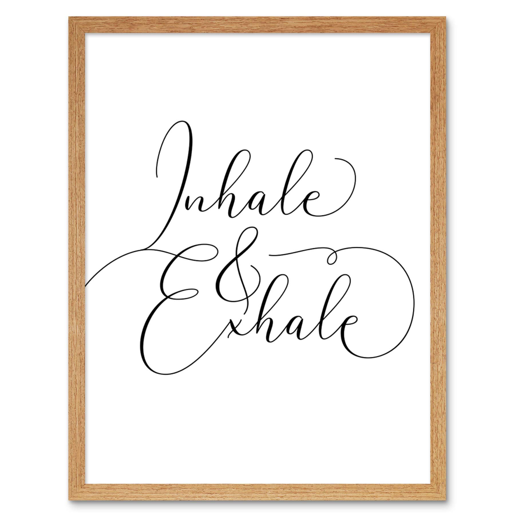 Wee Blue Coo Inhale And Exhale Modern Typography Art Print Framed Poster Wall Decor 12x16 inch