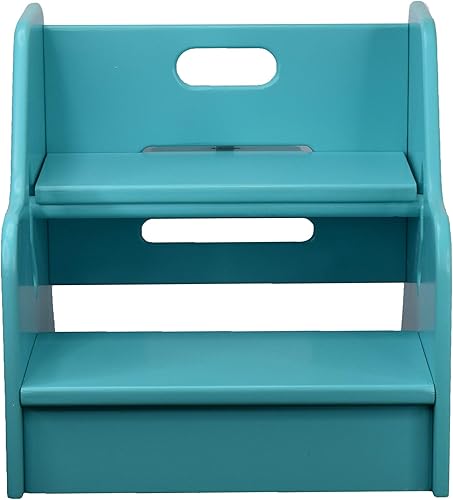Miniatura 2 de Little Partners Taburete escalonado para niños pequeños  Altura ajustable de 2 escalones para cocina, baño o guardería (turquesa)