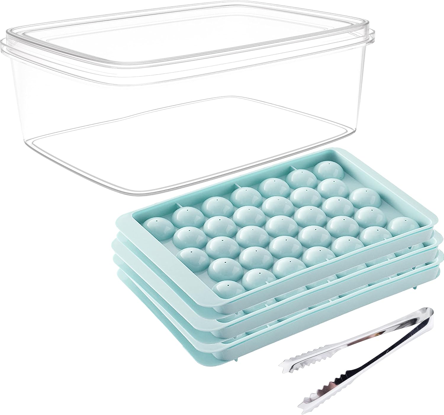 TaoQi Round Ice Cube Tray With Lid Ice Mold Ice Maker