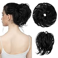 Vista 40 de SarLa - 1 pieza de cabello sintético en forma de moño estilo rizado, recogido y desordenado, y con banda elástica para mujeres