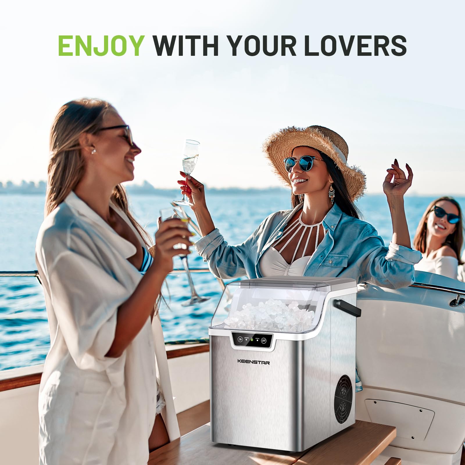 Nugget Ice Maker Countertop, Large Capacity 40lbs/24h, Pebble Ice Maker With Soft Chewable Ice, Self Cleaning, Smart Touch Screen, Sonic Ice Machine For Home Office Party RV on Fridge.com - View 5