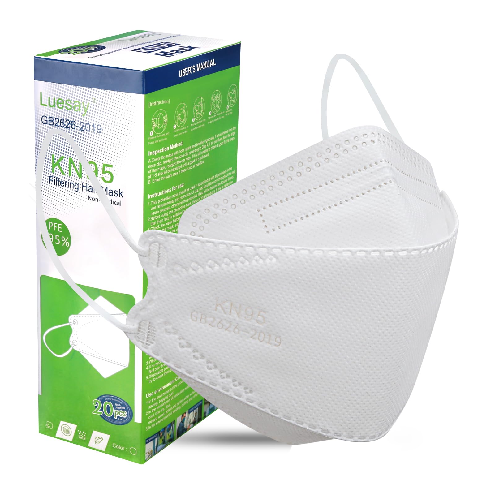 Amazon.com: Luesay kn95 Face Masks 20 Pack, Breathable