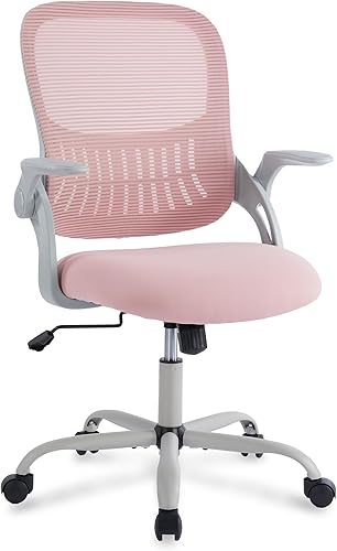Miniatura 8 de Silla de escritorio ergonómica de oficina, silla de trabajo de malla cómoda con reposabrazos y soporte lumbar ajustable, silla ejecutiva giratoria