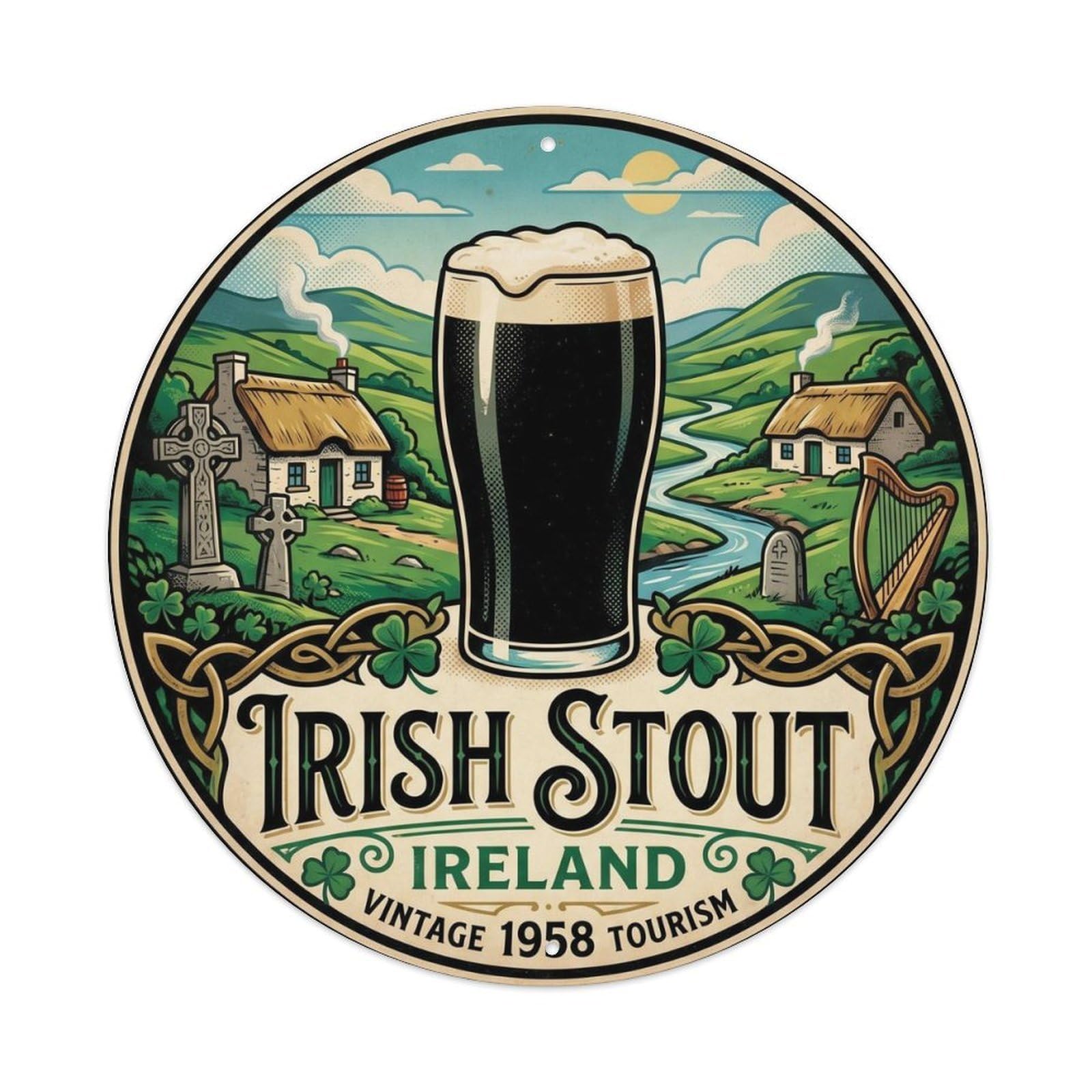 Irish Stout Traditional Beer Barrel Brew Copper Kettle Metal Tin Sign