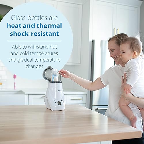 Miniatura 3 de Dr. Brown's Natural Flow Options+ Narrow Glass Anti-Colic Baby Bottles, 8oz 2-Pack and Lovey Pink Pacifier with Teether Holder, Soft Stuffed Animal