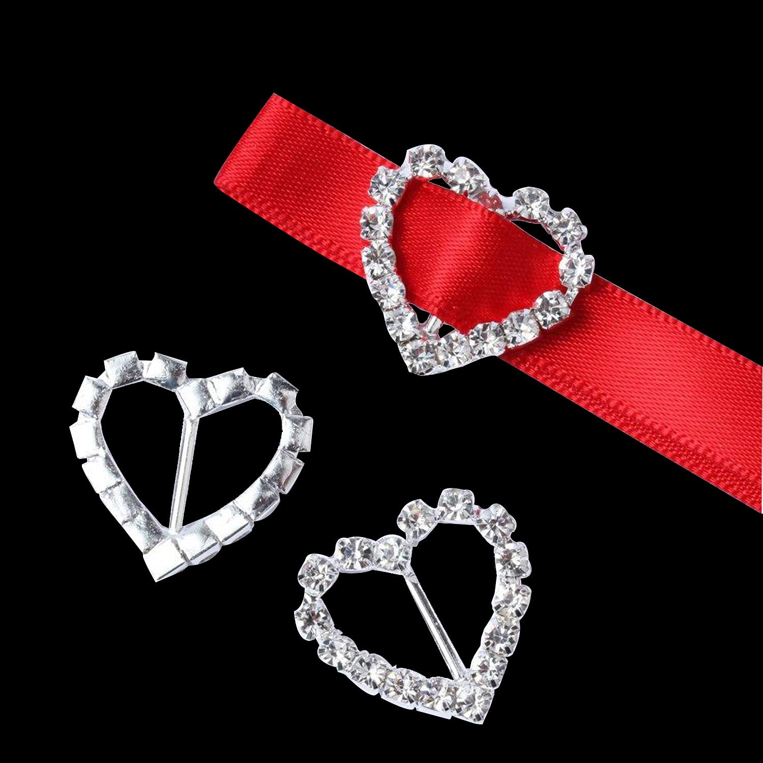 Trimming Shop Cerchio Strass Diamante Fibbia Slider Decorazione per Donne Borsa, Nastri, Partecipazioni di Nozze, Accessori alla Moda - Clear, Set of 25