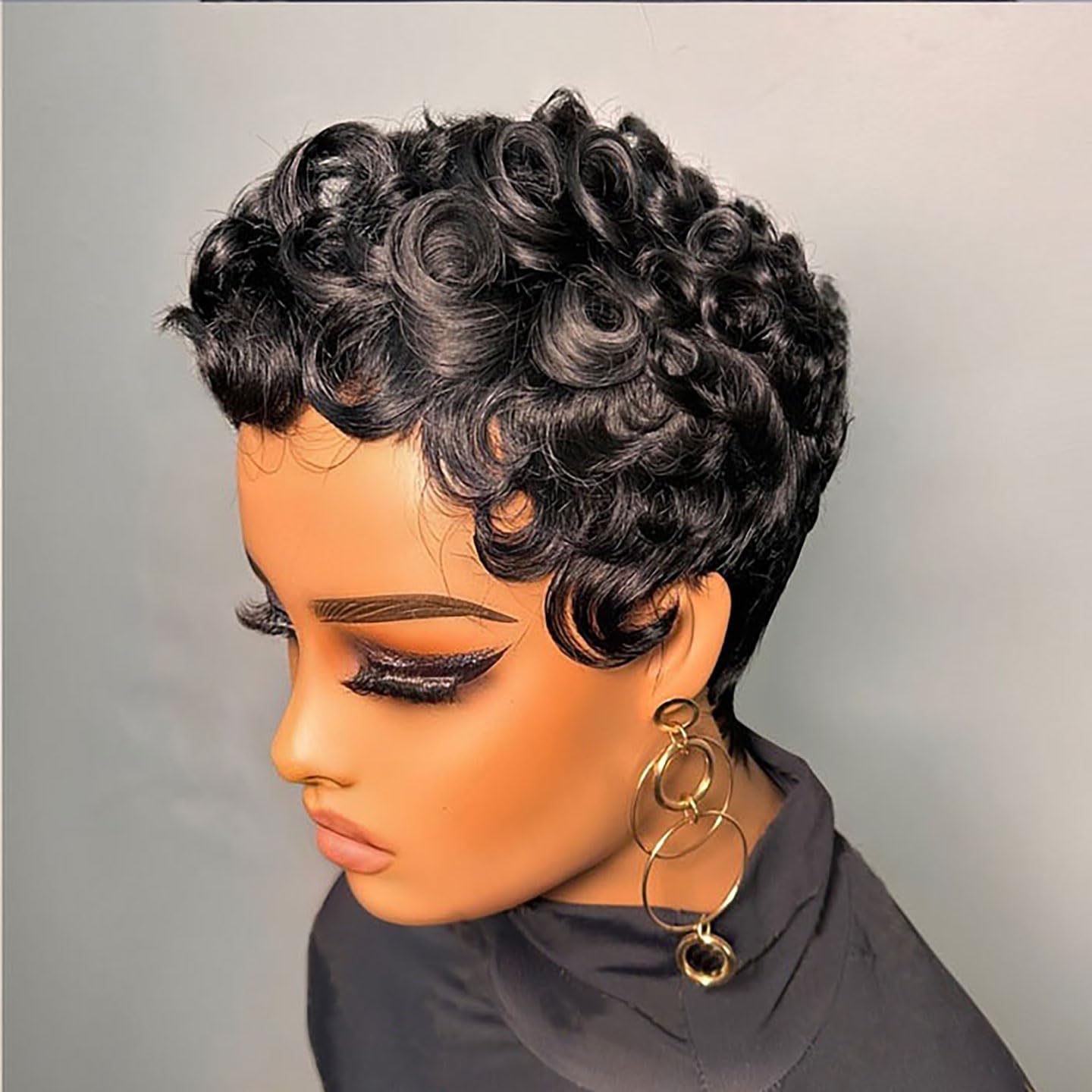 Short Layered Wavy Human Hair Wig Glueless Pixie Cut with Bangs Natural Amazon.com : RUWISS Pixie Cut Wig Human Hair – Short Wigs  main image 2