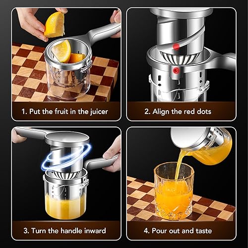 Miniatura 4 de 304 Stainless Steel Juicing Press Multifunctional Manual Detachable Heavy Duty Solid Metal Lemon Lime Squeezer Citrus Juicer for Fruit Vegetable