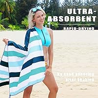 Vista 5 de Exclusivo Mezcla - Toalla de playa de microfibra de secado rápido, grande, repele la arena, para viajes, campamento, deportes; súper absorbente