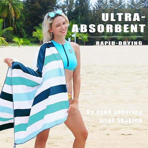 Miniatura 5 de Exclusivo Mezcla - Toalla de playa de microfibra de secado rápido, grande, repele la arena, para viajes, campamento, deportes súper absorbente,