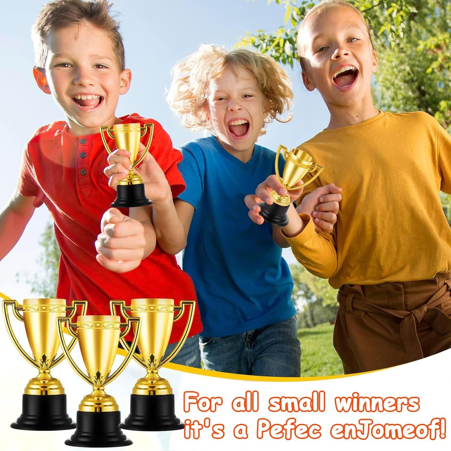 Il set di 40 mini trofei con medaglie d'oro include 20 coppette per trofei in plastica dorata e 20 medaglie per vincitori, per competizioni sportive scolastiche, premi di calcio, premi per feste