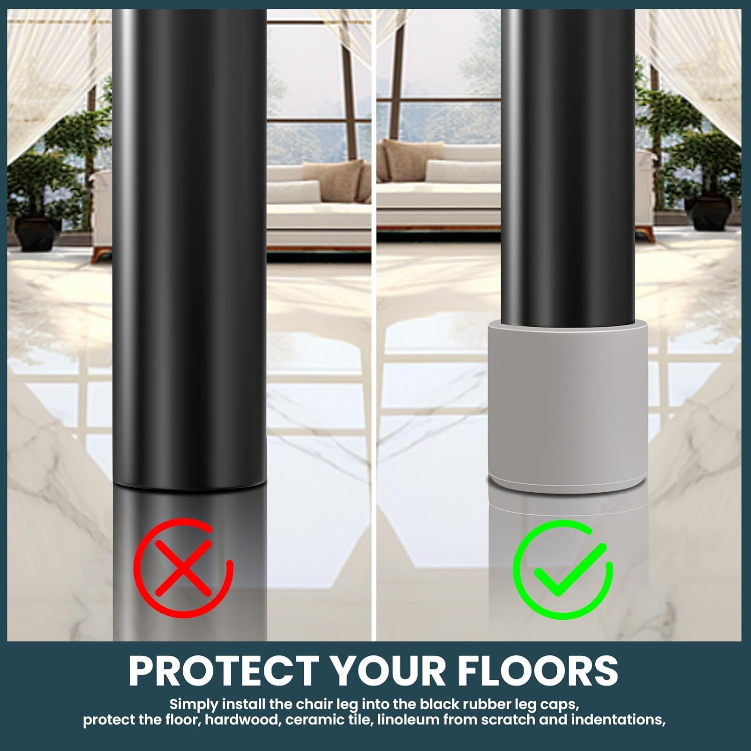 HNYYZL Chair leg tips caps,32PCS,1 inch Round White,Rubber Chair leg floor Protectors,Furniture Feet Protectors, HNX049