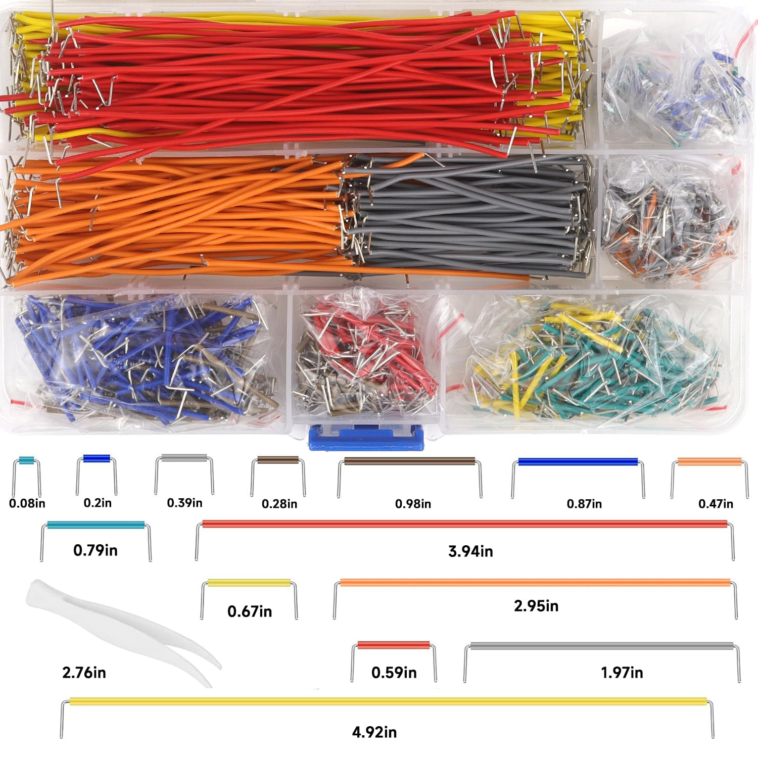 Breadboard Jumper Wires Filo Assorted Kit 840 Pezzi 2-125 MM Pezzi Jumper U Shape Jumper Wire 14 diverse lunghezze Maschio a Maschio di Prototipazione Jumper Cavi Wires