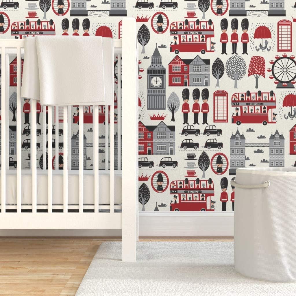 Peel & Stick Wallpaper 3ft x 2ft - London British Bus Great England Custom Removable Wallpaper by Spoonflower