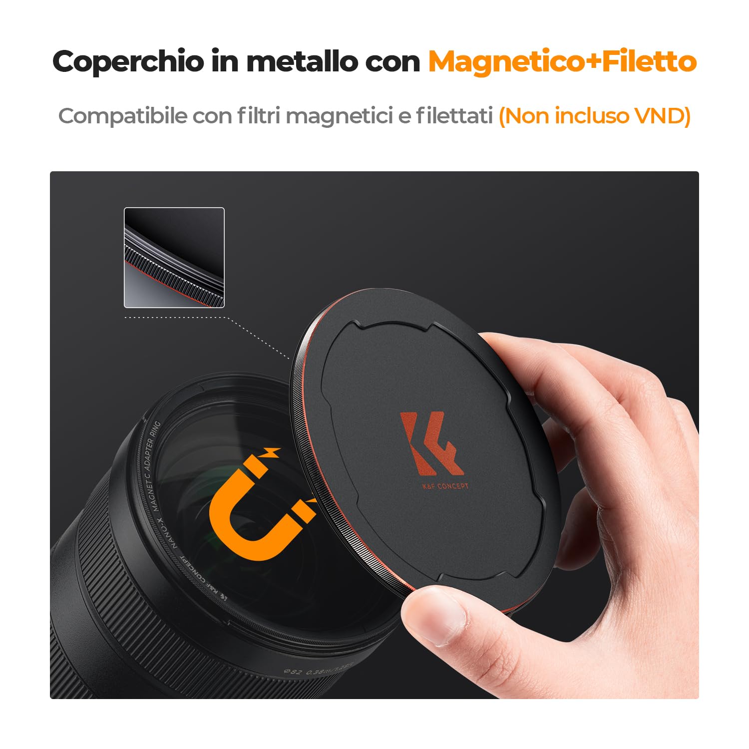 K&F CONCEPT Kit di Filtri Magnetici Nano-Xcel 82mm Magnetic Filter Quick Swap System Filtro Polarizzatore (CPL),ND8, ND64, Anelli Adattatori Magnetici,Tappo Obiettivi Magnetico, Custodia per Filtro