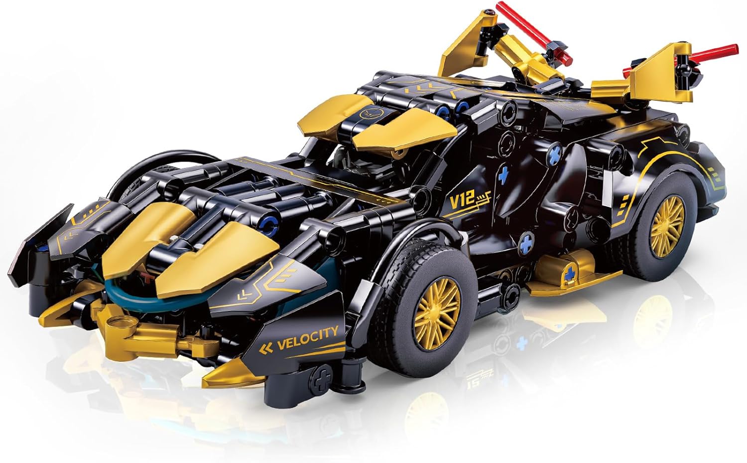 Chodia 1:18 Race Car Building Blocks Set, Black Cyberpunk Sport Supercar Model Toys Kits for Boys Kids Adults Men Age 6+, 6-12, Engineering Birthday for Vehicle Fans (313 PCS)