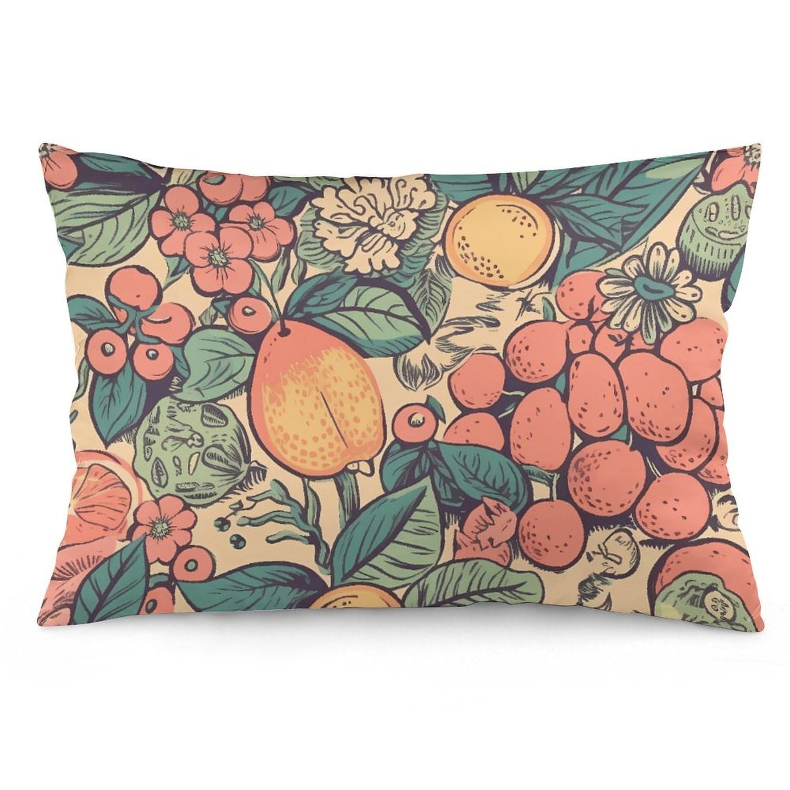 2 Pack Pillow Cases for Hair and Skin, Soft Breathable Pillow Case Covers with Hidden Zipper, Different Fruits Pillowcase 20"x30" Pillow Covers for Sleeping Gift