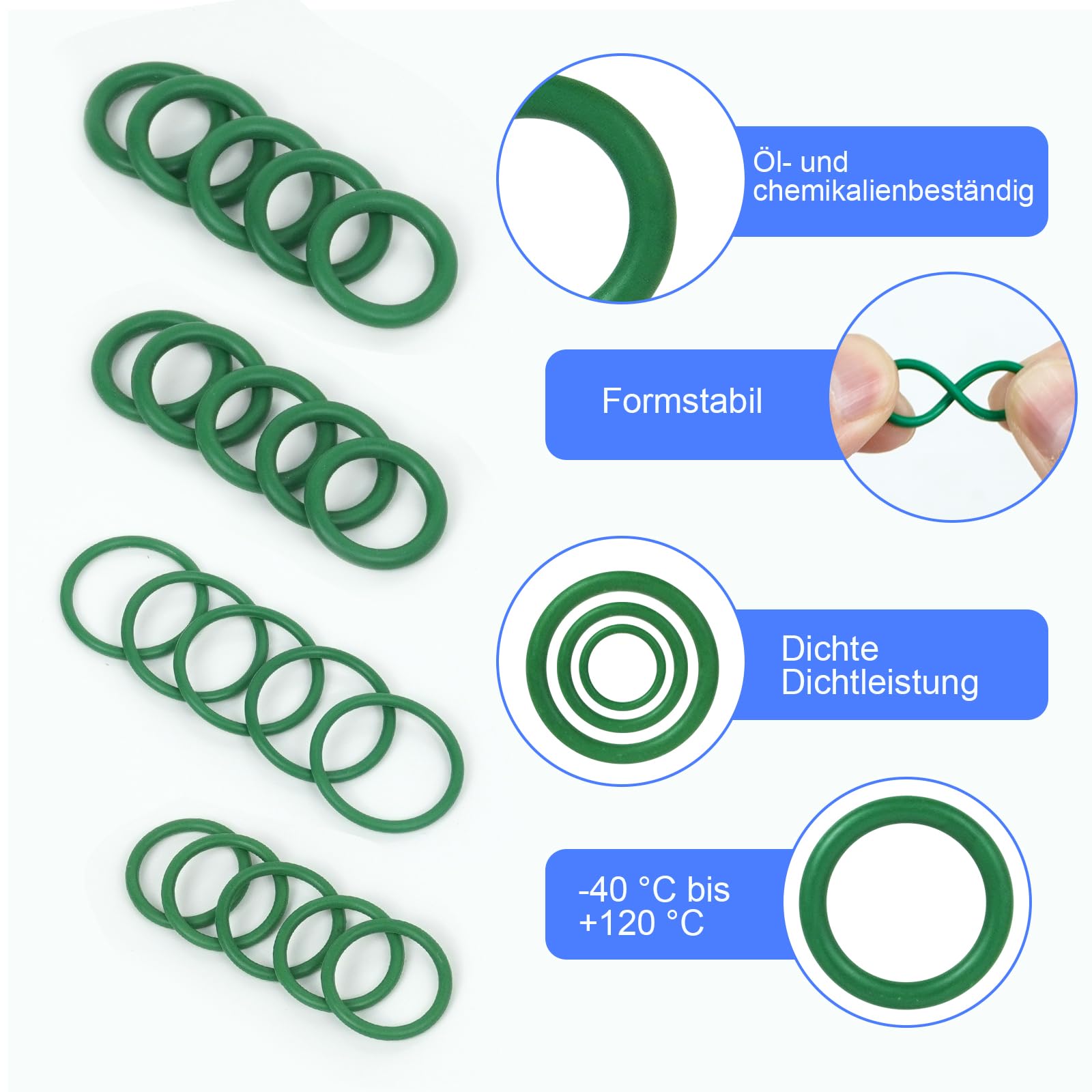 Juntas Toricas de Goma Nitrilo HOWAB 595PCS 36 Tamaños Ø 3mm-22mm para Aire Acondicionado Coche