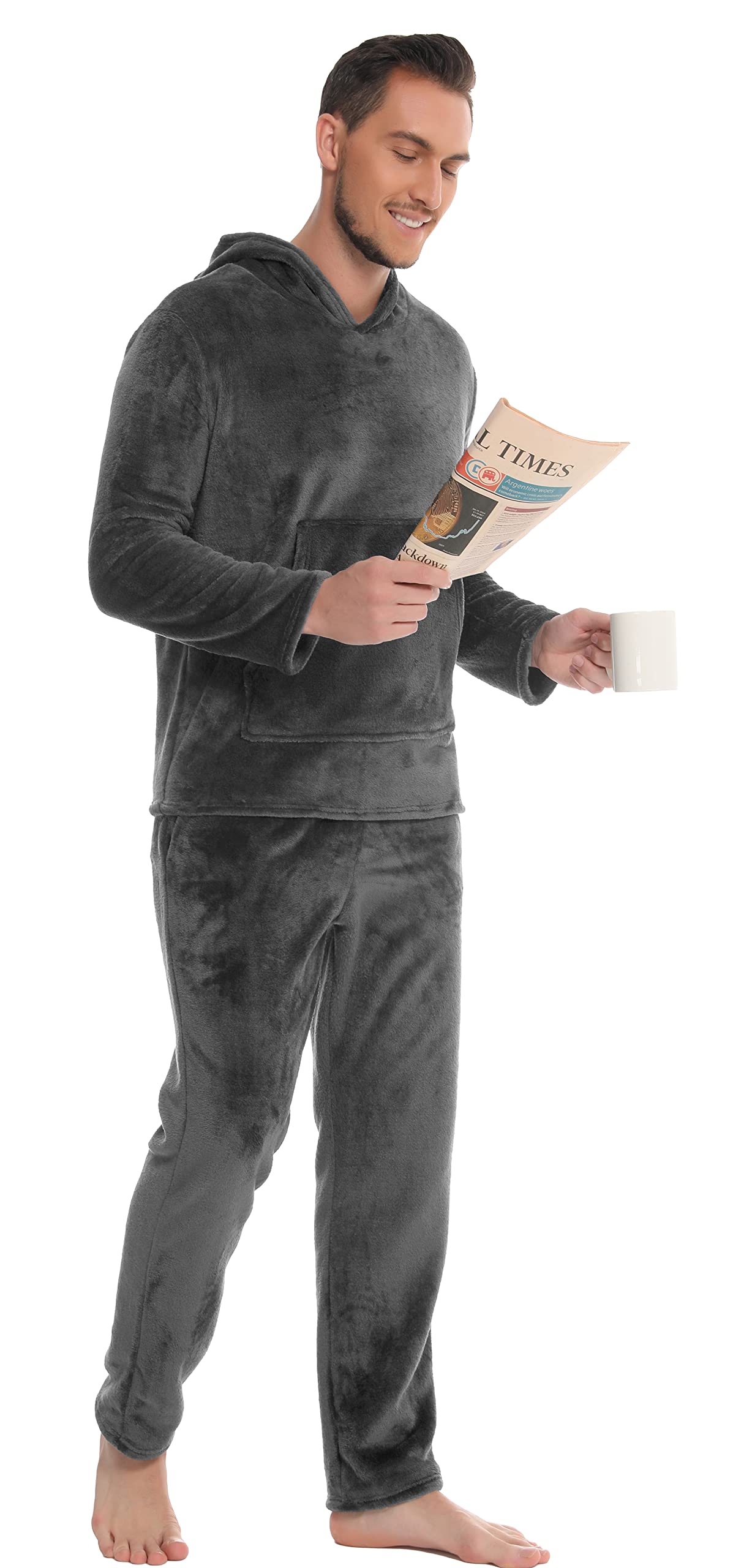 Vlazom Pyjama Homme Flanelle Ensembles de Pyjama Hiver Capuche Pilou Chaud