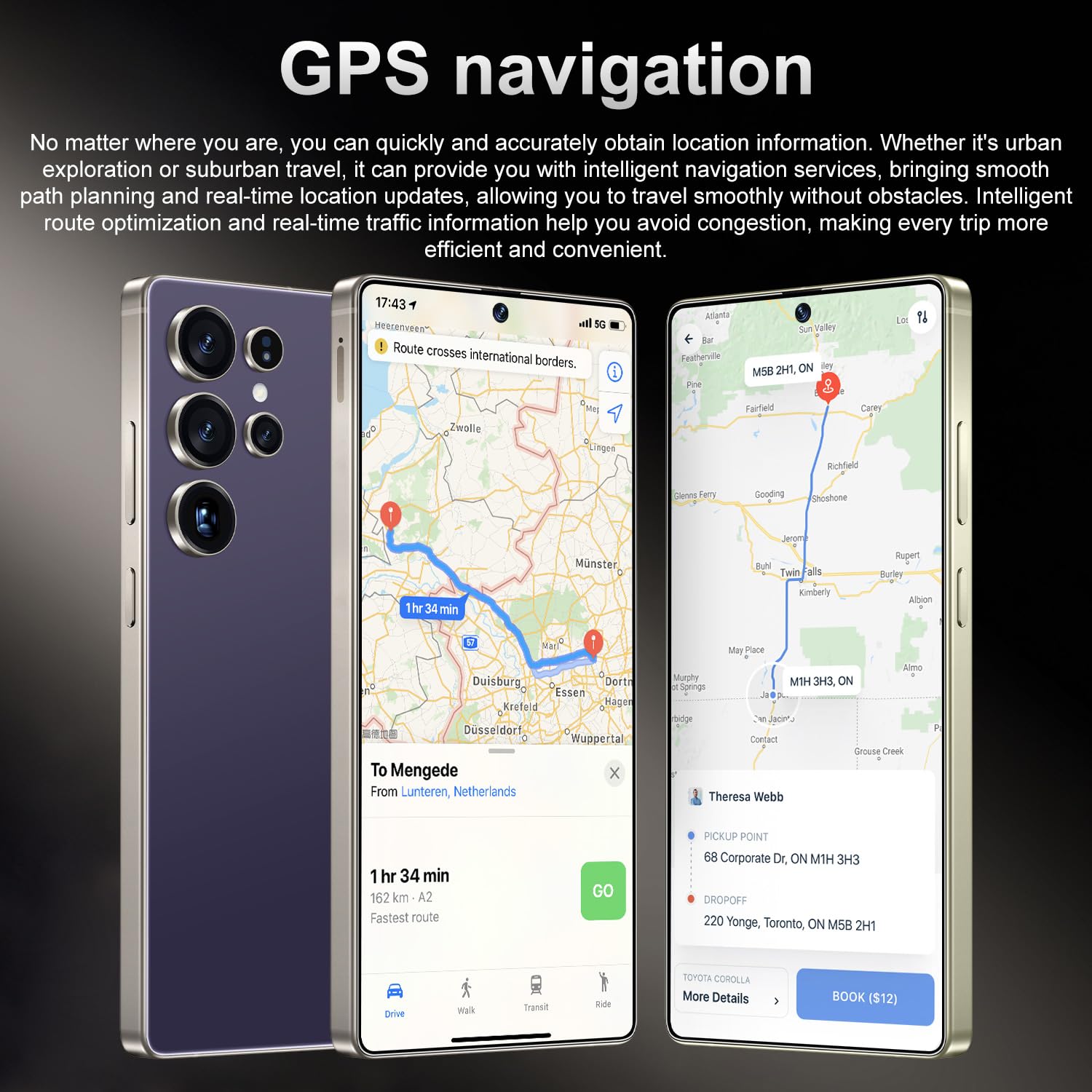 ULUCAN Reise-Smartphone für S26 Ultra mit integriertem Stift, entsperrte Mobiltelefone für Kinder, Jugendliche und Senioren, 16 GB/1 TB, 7,3-Zoll-HD, 8000 mAh, Dual-SIM-Karte, GPS,Grey-1TB