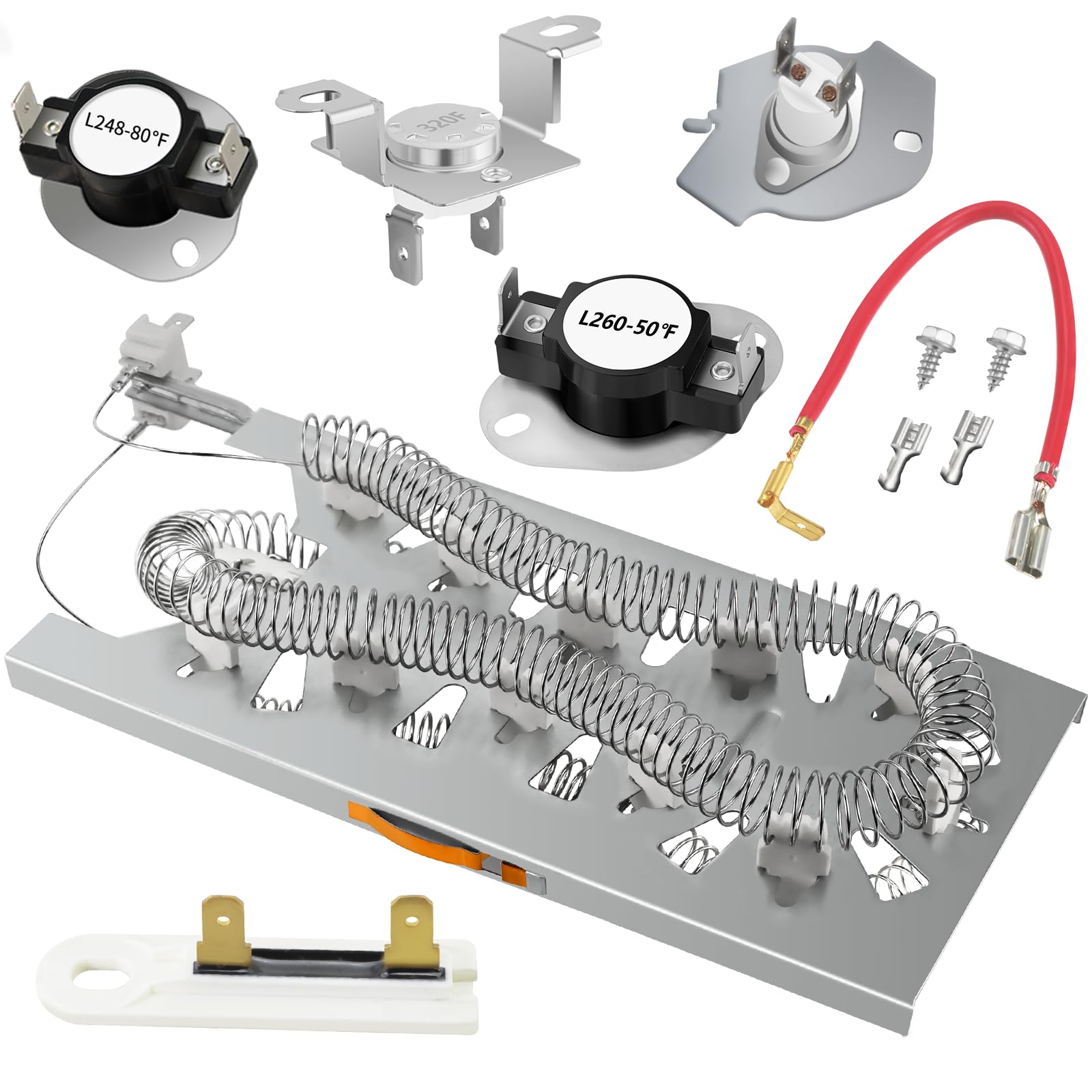 Photo 1 of 3387747 Dryer Heating Element Replacement for Whirlpool Maytag Kenmore, Including 279973 3392519 Dryer Thermal Fuse and 279816 Thermostat Kit, Replaces WP3387747 8527865 AP6008281 PS344597