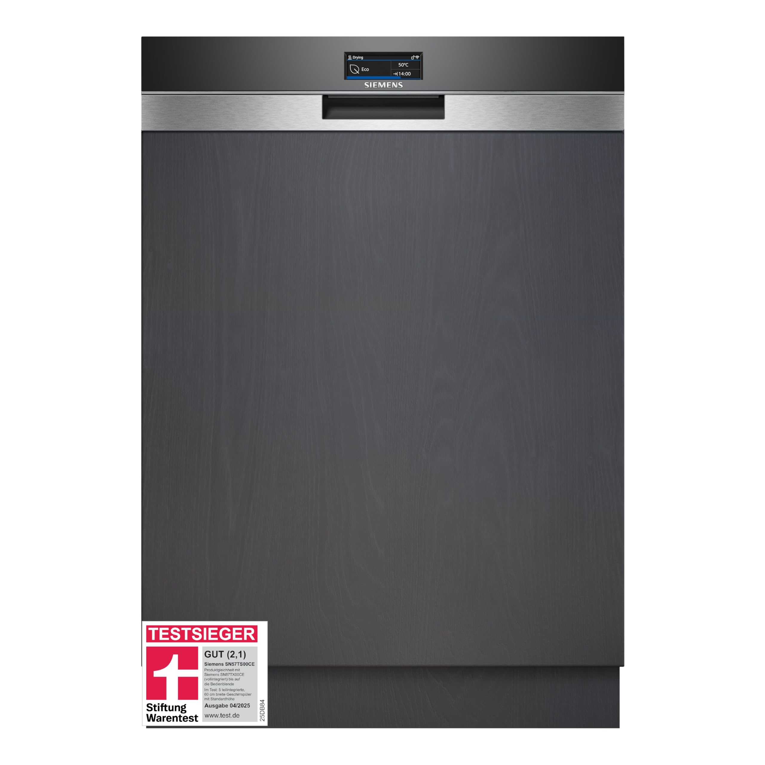Siemens SN57TS00CE, Stiftung Warentest Testsieger*, iQ700, Geschirrspüler Teilintegriert, Home Connect, Spülmaschine Made in Germany, Besteckschublade, Zeolith Trocknung, varioSpeed, glassZone
