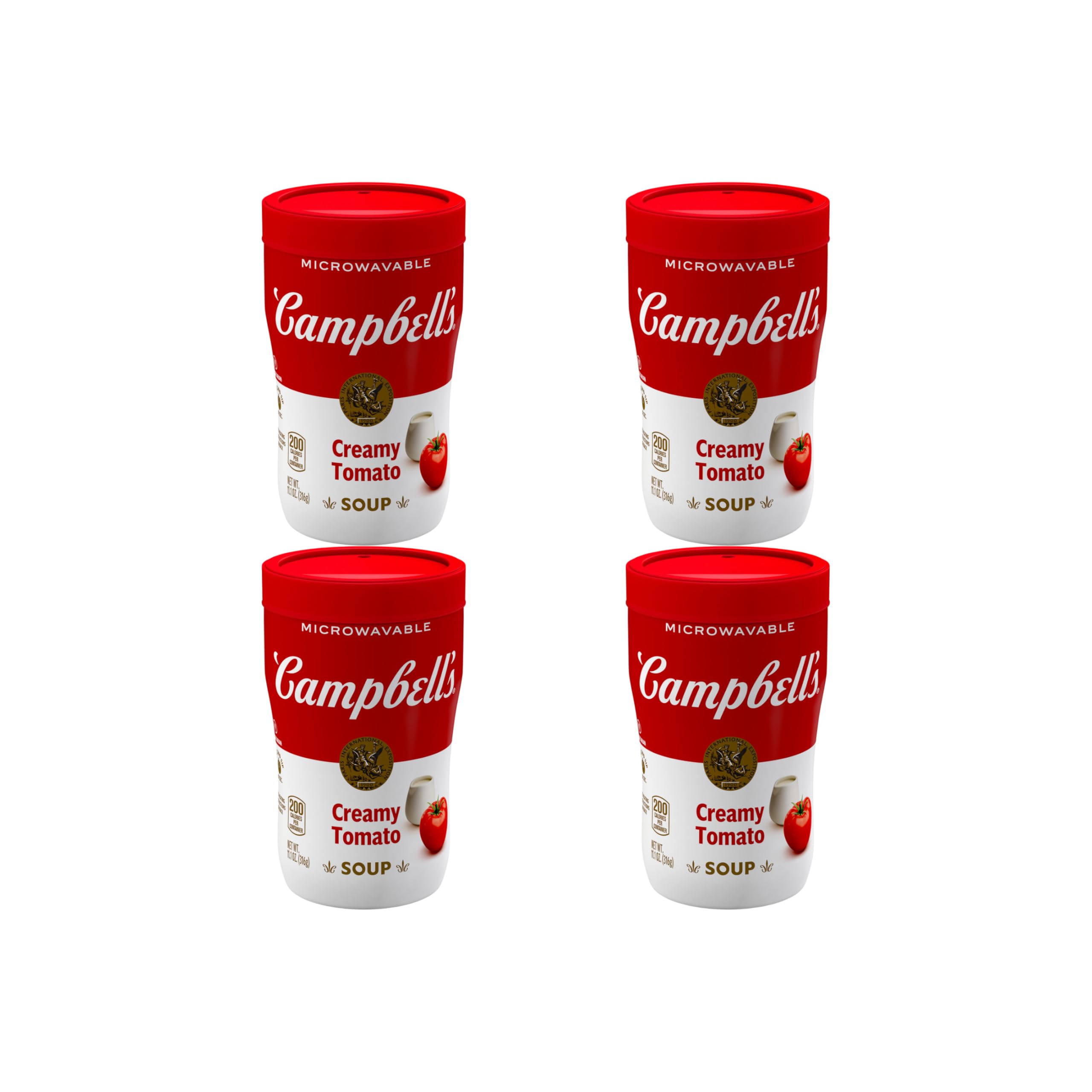 Campbell's Sipping Soup, Creamy Tomato Soup, 11.1 Ounce Microwavable Cup (Pack of 4)