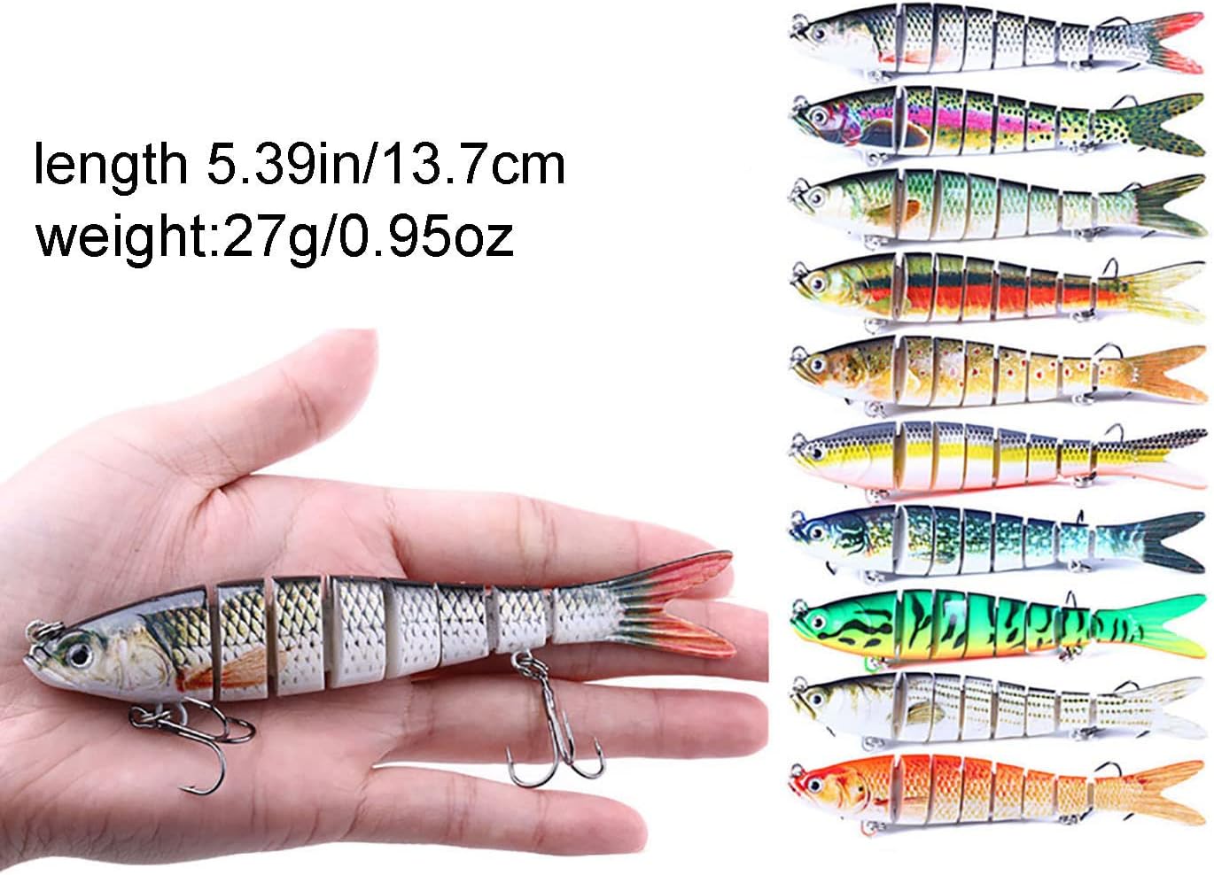 Multi Jointed Glide Baits Lifelike Sinking Lures Kit 5.39in Artificial Bass Hard Bait 10PCS