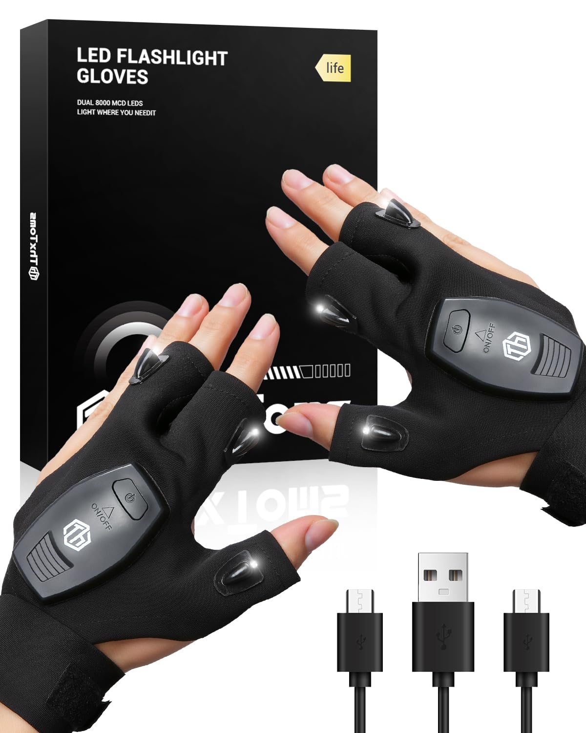 ThxToms Father s Day Gifts for Men, Rechargeable LED Gloves with Lights for Fishing, Dad Gifts Gadgets for Men, Gifts for Him, Cool Gadgets for Birthday Gifts. Fishing Presents for Dad for Grandfather