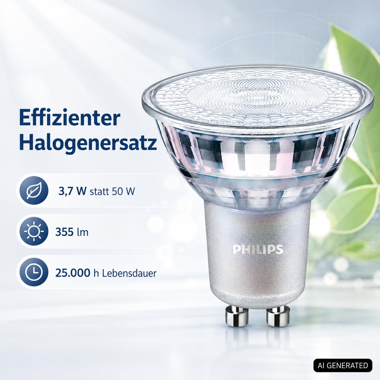 Philips 10x MASTER Value LEDspot PAR16 GU10, Warmweiß, 3,7 W, dimmbar, 355 lm, 60 Grad, 50 W Äquivalent, 220-240 V 10er SPARPACK