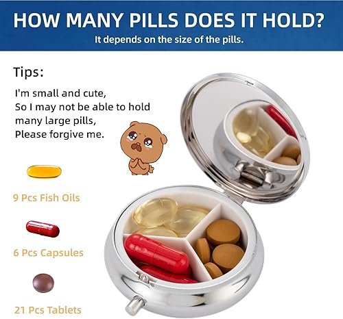 Miniatura 2 de EveryBling Organizador de píldoras de viaje, caja de medicina pequeña, lindo contenedor de píldoras para bolso, soporte portátil para píldoras para