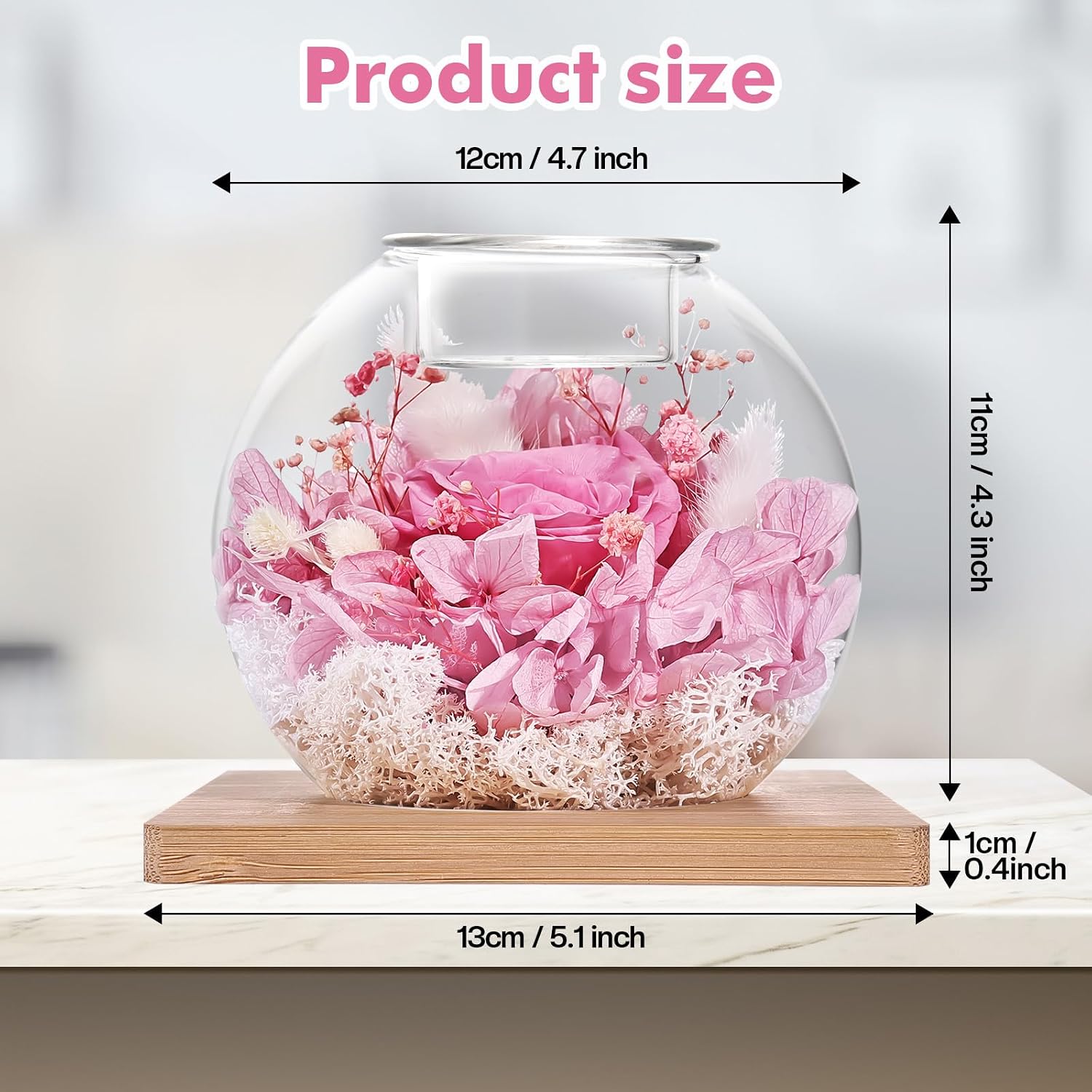 Preserved Forever Rose in Glass Dome with 18 Scented Candles Gift Set, Eternal Romantic Gift for Women, Birthday Anniversary Valentines Day Mothers Day for Girlfriend Wife Mom
