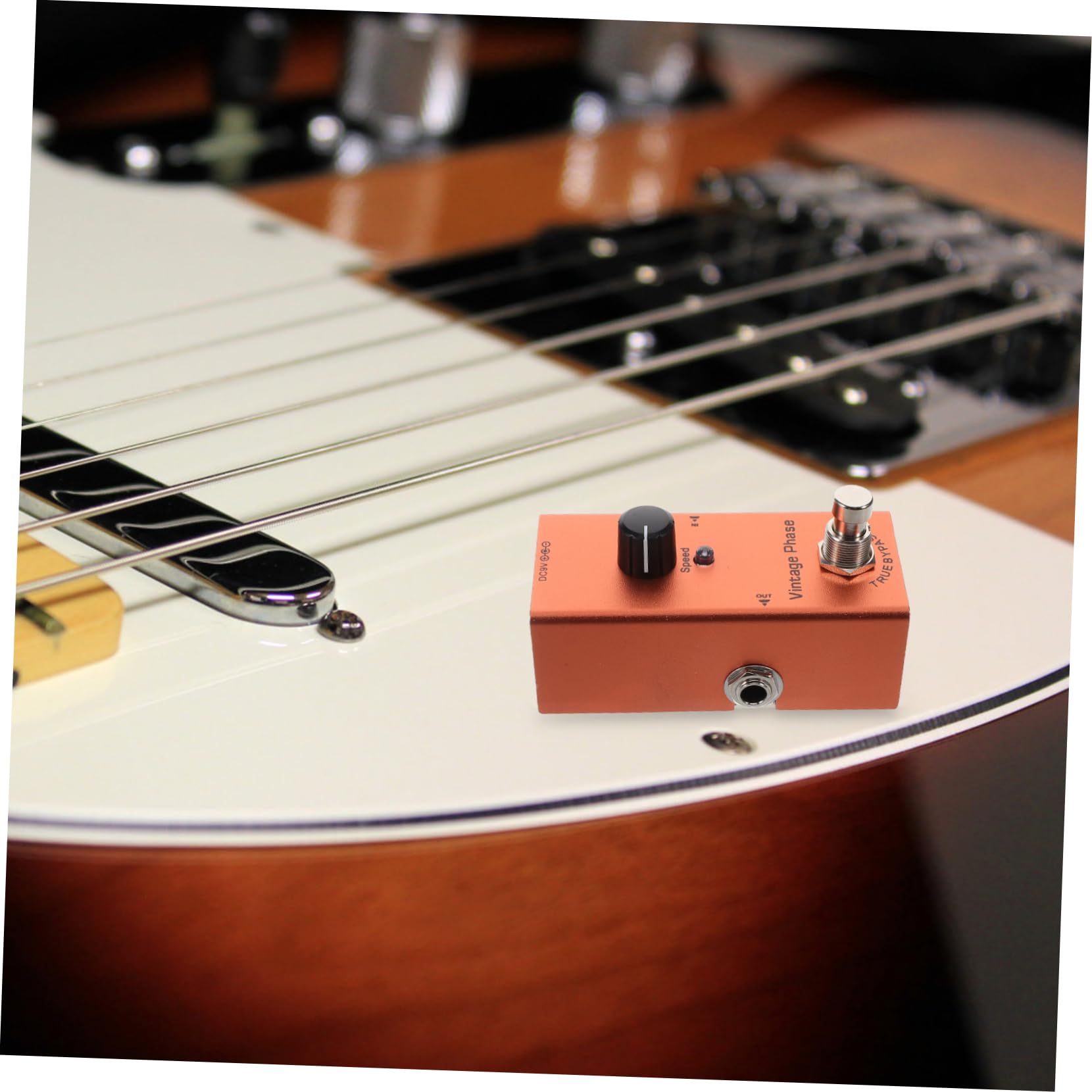 Pedale Phaser Mini per Chitarra Elettrica Arancia in Metallo | Stile Vintage, Luci Indicatore Chiare, Sistema di Riduzione Rumore, per Registrazione e Suonare