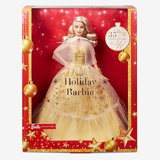2023 Holiday Barbie Doll, Seasonal Collector Gift, Barbie Signature, Golden Gown and Displayable Packaging, Blond Hair, HJX08
