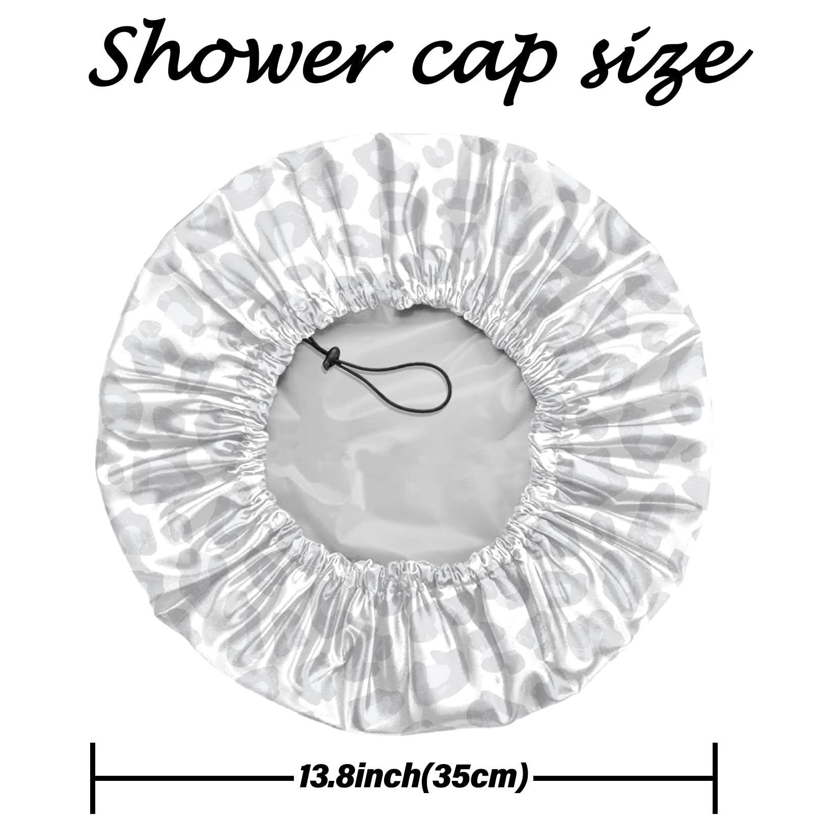 Deokke 2 PCS Shower Cap Reusable Large Waterproof Adjustable Double Layer Elastic Dry Hair Bathing Caps Aesthetic Cute for Women Girls (Q4-Blue Gray) - Image 2