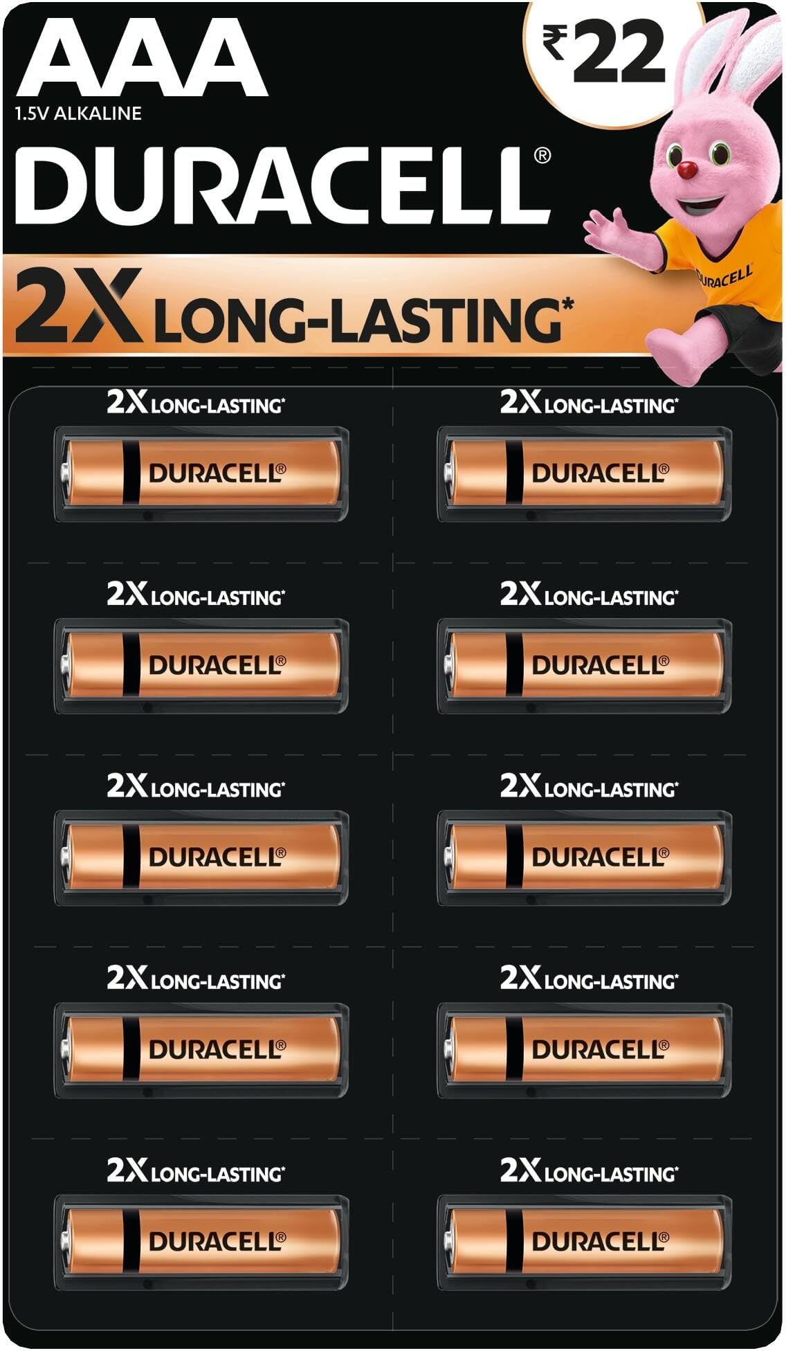 Duracell Alkaline AAA Battery, Pack of 10, Everyday Devices, Clock, Toy, Remote