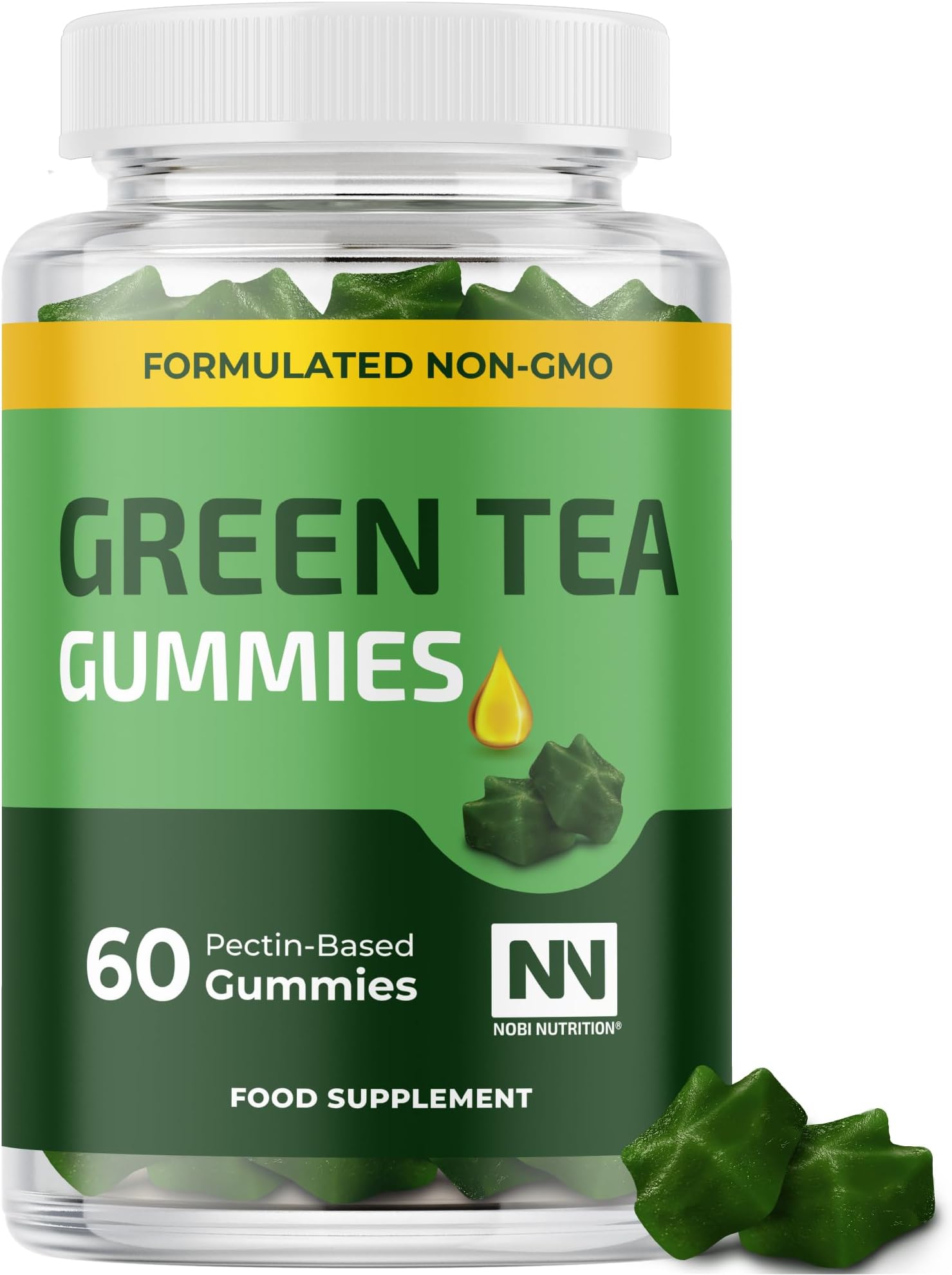 Green Tea Thermogenic Gummies | Metabolism, Workout & Appetite Support Supplements for Women & Men | 45% EGCG with Green Coffee Bean Extract & Raspberry Ketones | Keto Diet Friendly, Apple Flavor 60ct
