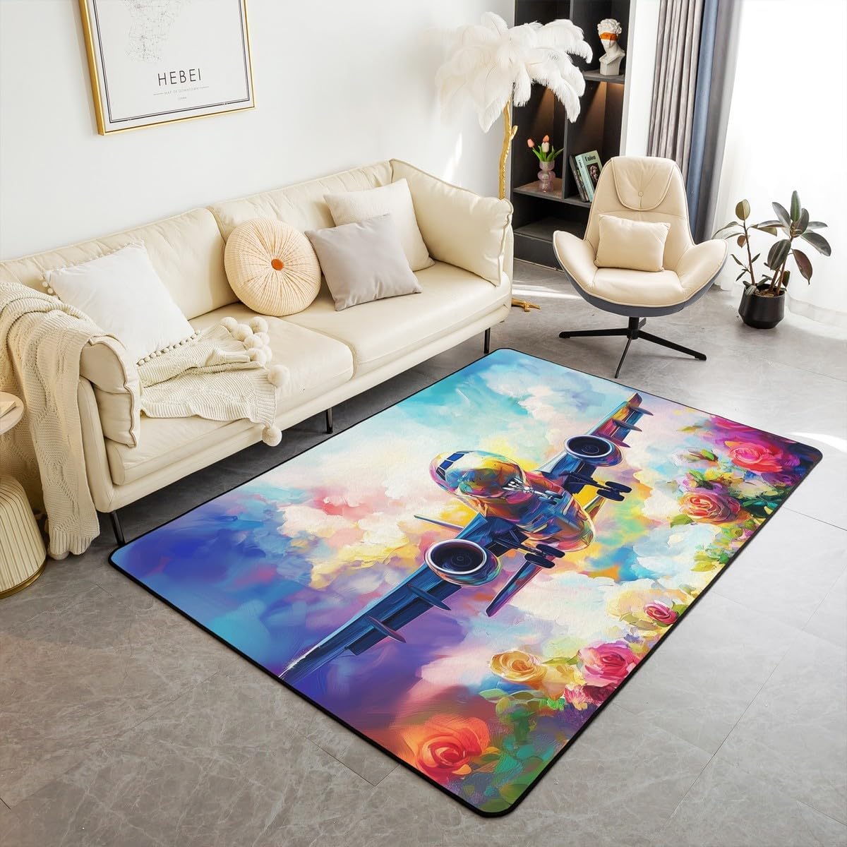 Manfei Aircraft Area Rug (Airplane Theme)