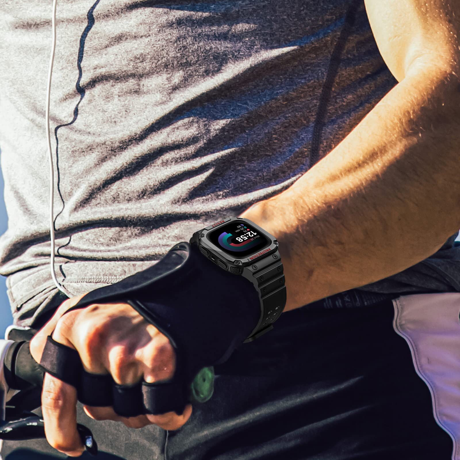 Fintie Paski z etui kompatybilne z Fitbit Versa 4/3 / 2/1 / Versa Lite/Fitbit Sense 2 / Sense, etui ochronne, pasek sportowy, dla mężczyzn