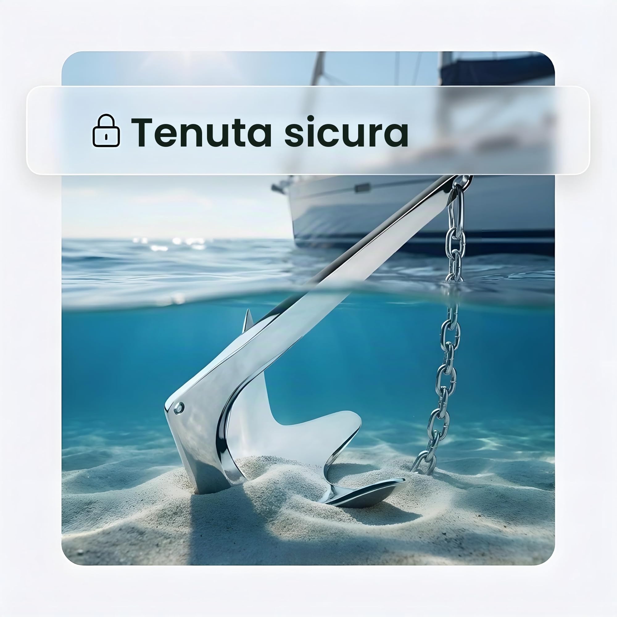 Ancora Bruce - Ancora Marina in Acciaio Inox con Finitura a Specchio, Resistente all'Acqua Salata per Yacht/Barche a Motore