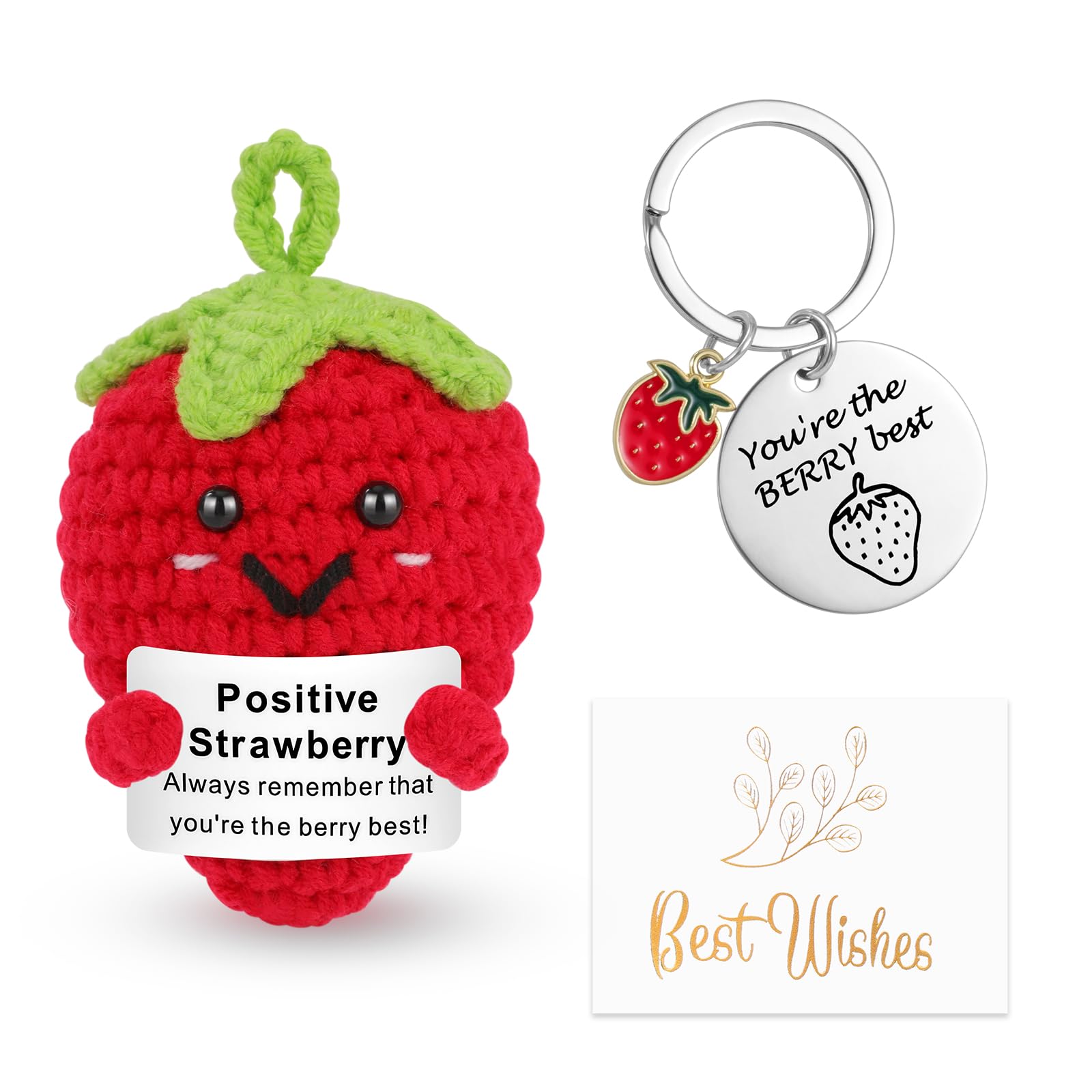 Positive Fragola Positiva Divertente Bambole Supporto Emotivo Portachiavi Regalo Unisex