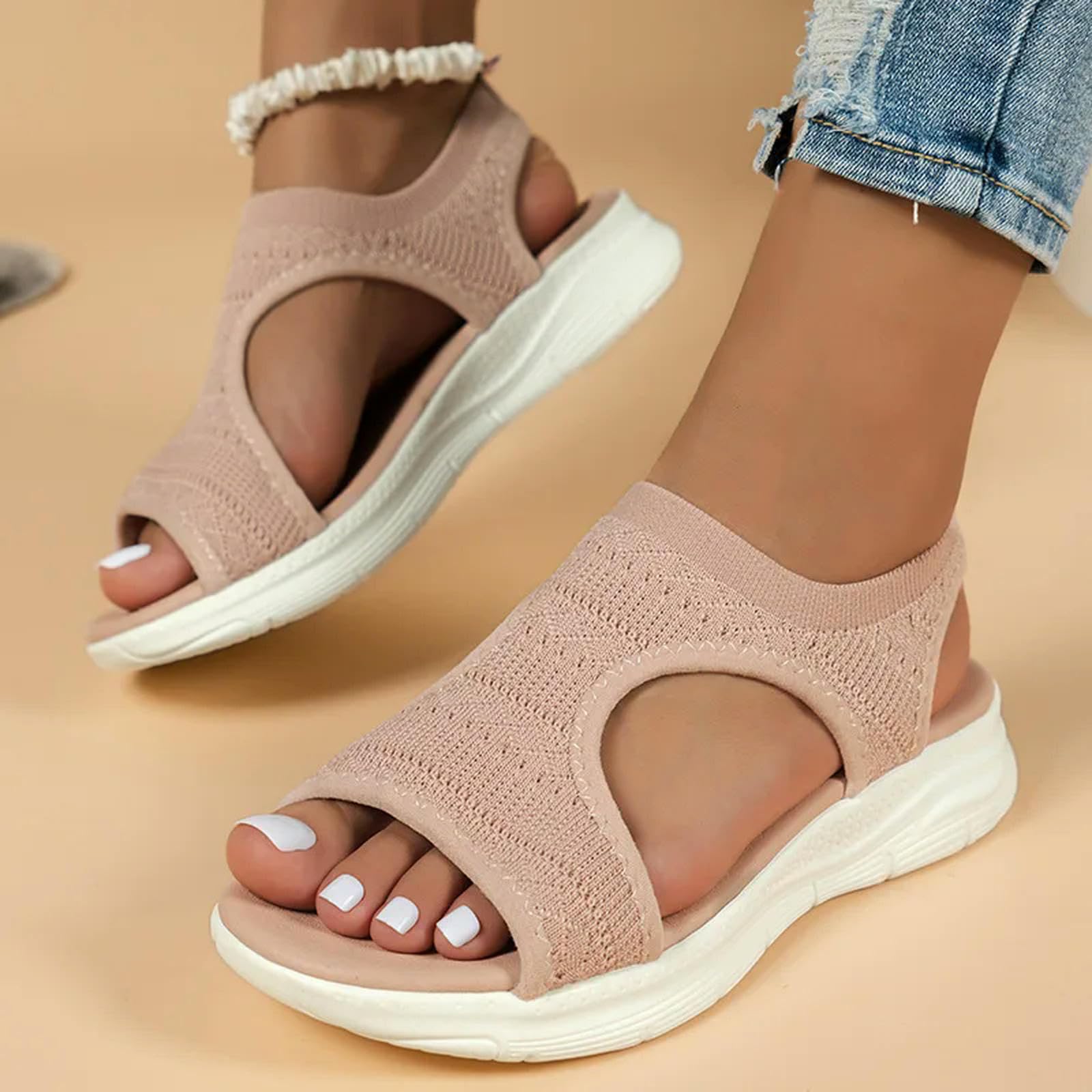 Sandali Donne Summer Scarpe Platform Platform Sandals Donne Sandali A Cuneo Aperto da Donna Ladies Light Casual Scarpe-Rosa-36